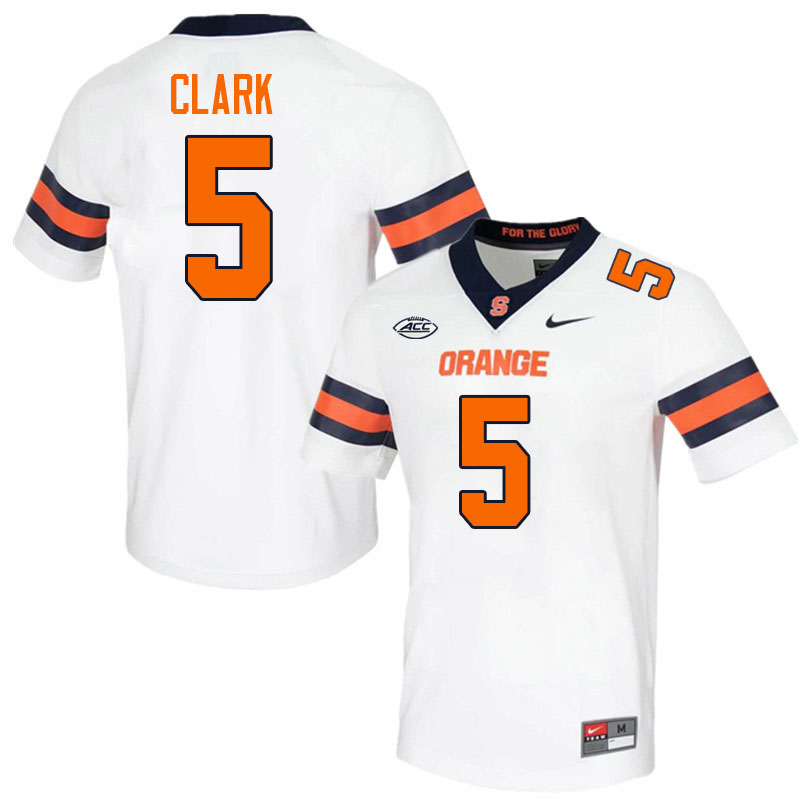 Men-Youth #5 Alijah Clark Syracuse Orange 2023 College Football Jerseys Stitched-White